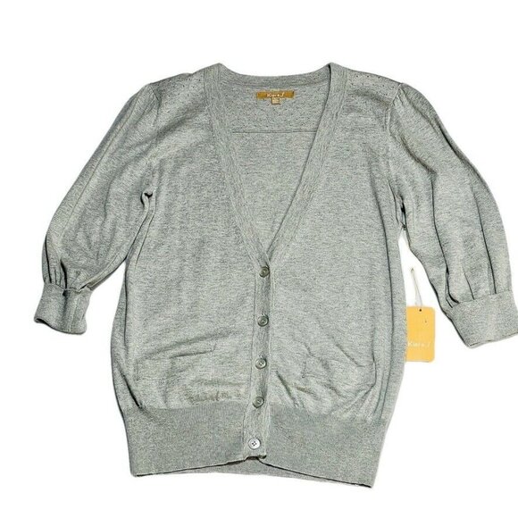 Kier+J  Gray Button-Down Cardigan Sweater For Women Size M - Picture 1 of 10